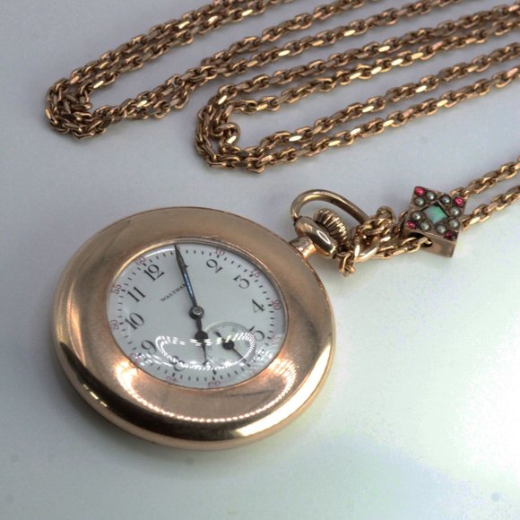 ANTIQUE WALTHAM GOLD FILLED OPEN FACE LADIES POCKET WATCH - Picture 4 of 9